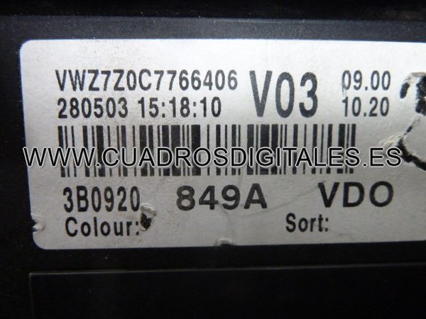 CUADRO VW PASSAT 3B0920849A 110080199014
