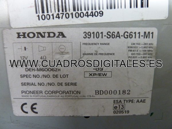HONDA CIVIC 339101S6A-G611-M1