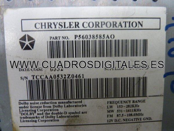 CHRYSLER PT CRUISER P56038585AO / MU9CY95G