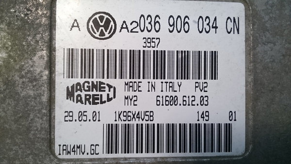 ECU VW GOLF IV MAGNETI MARELLI 6160061203 036906034CN